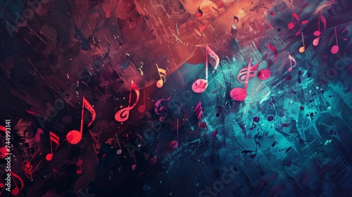 Grunge Musical notes abstract Background