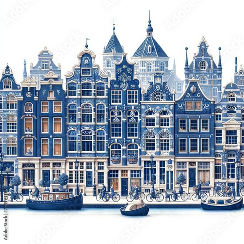 Architecture in Amsterdam, Holland in delftware style photo