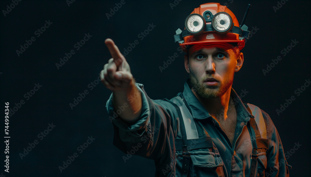 underground miner man pointing a finger underground miner man pointing a finger