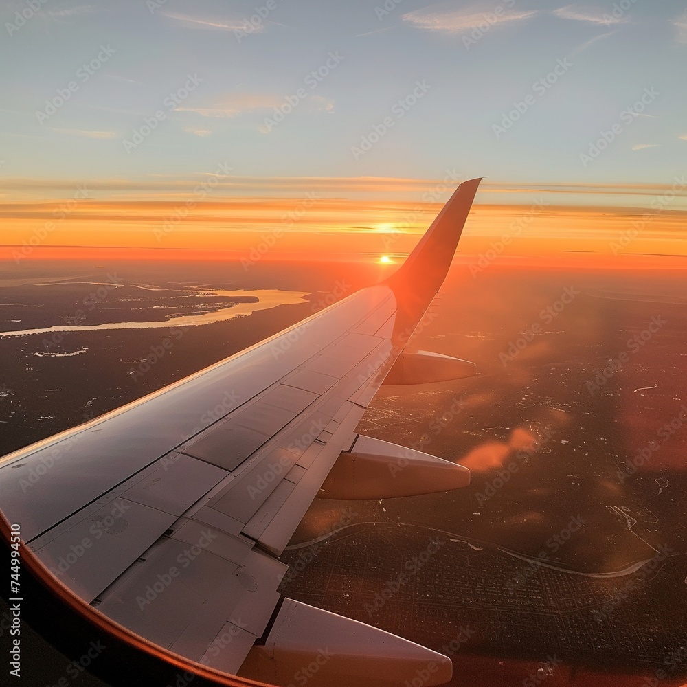 A Sunrise View from a Plance Focusing on the Golden Hour 