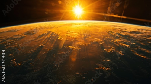 A Sunrise View from the Space Focusing on the Golden Hour 