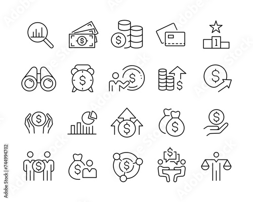 Finance Icons - Vector Line. Editable Stroke.