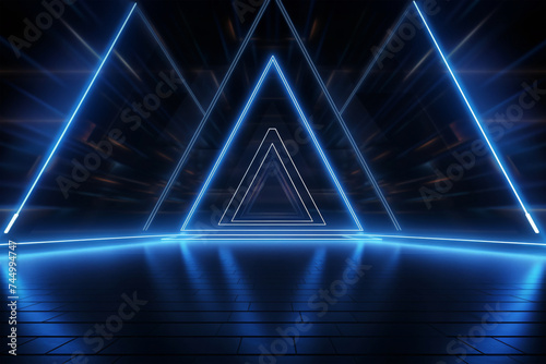 Background of empty stage show neon light and laser © yuniazizah