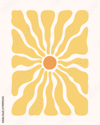 contemporary minimalist vector illustration of the sun shining brightly