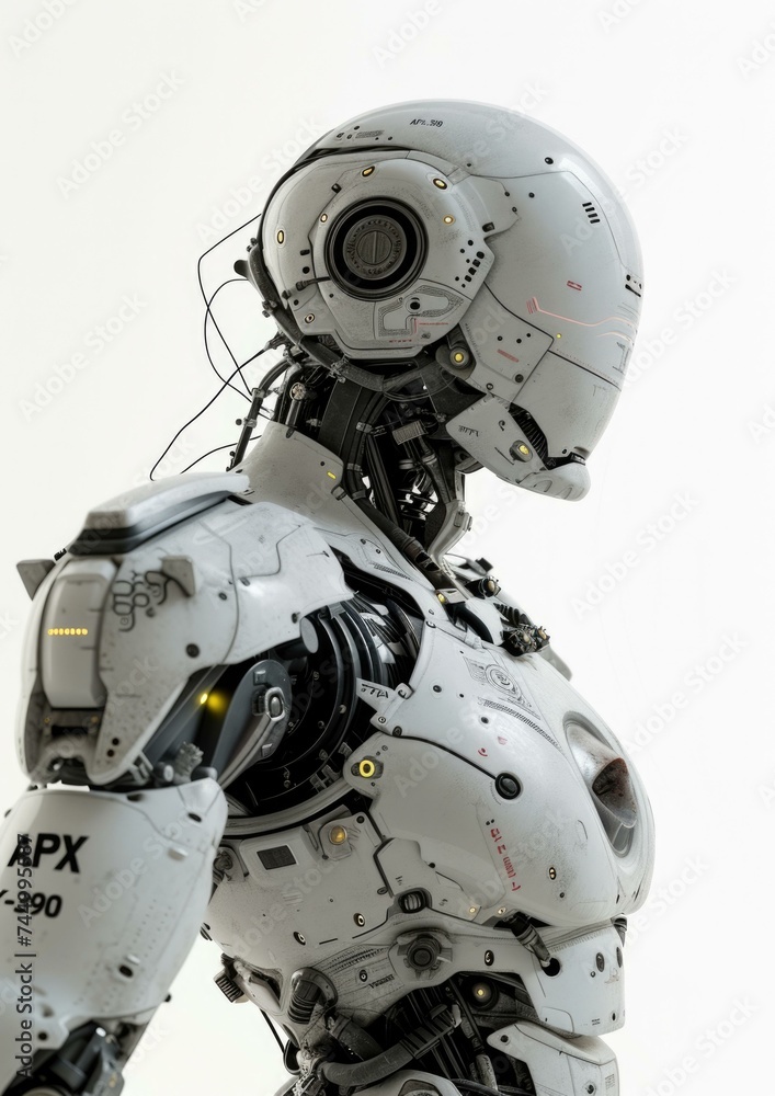 A robot with a white background. Generative AI. A robot with a white background. Generative AI.