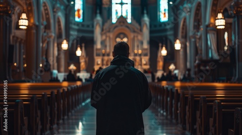 Man Praying In Church