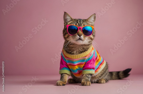 funny portrait cat isolated background
