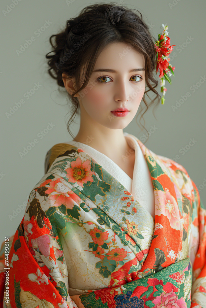 Japanese Woman in Kimono Portrait Japanese Woman in Kimono Portrait