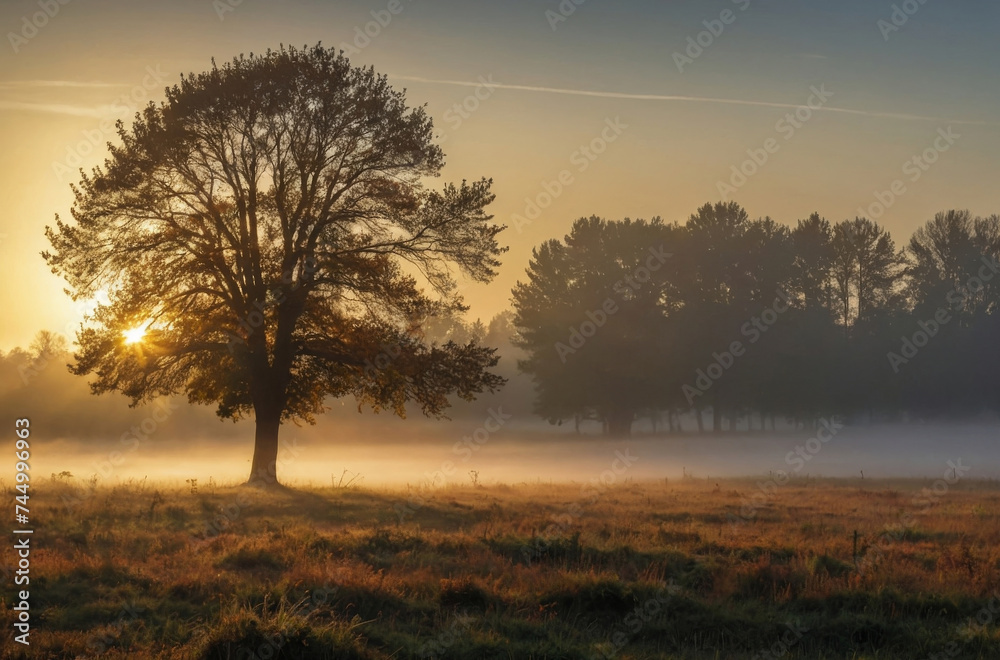 morning sunlight in the forest landscape