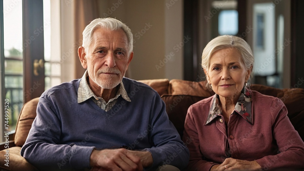 senior couple sitting at home, on sofa, realistic photography, photo, professional look, realistic lighting, day, senior couple sitting at home, on sofa, realistic photography, photo, professional look, realistic lighting, day,