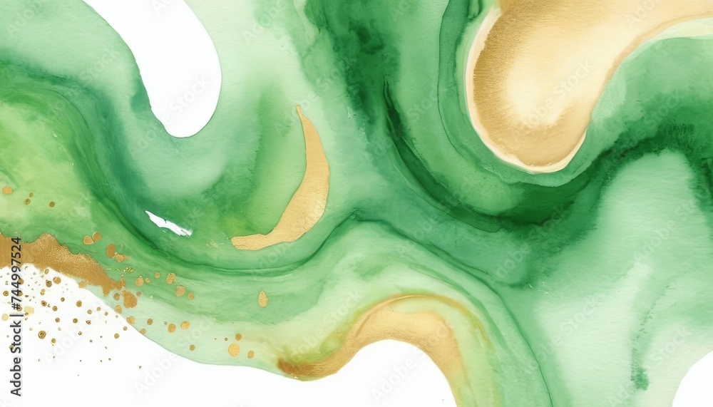 Green and Gold Watercolor background