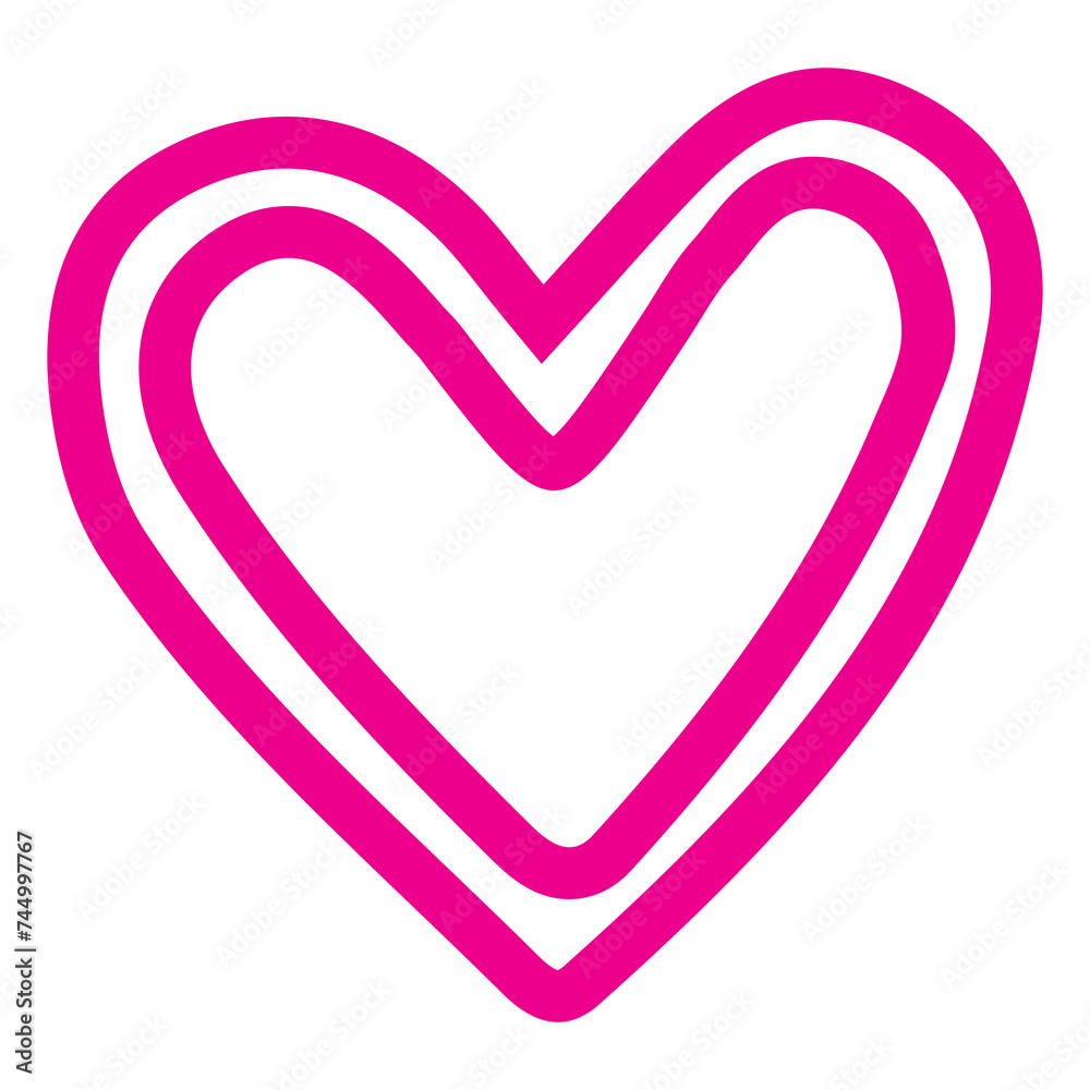 heart shape icon sign symbol element to decoration png file transparent. Hand draw pink heart line doodle style