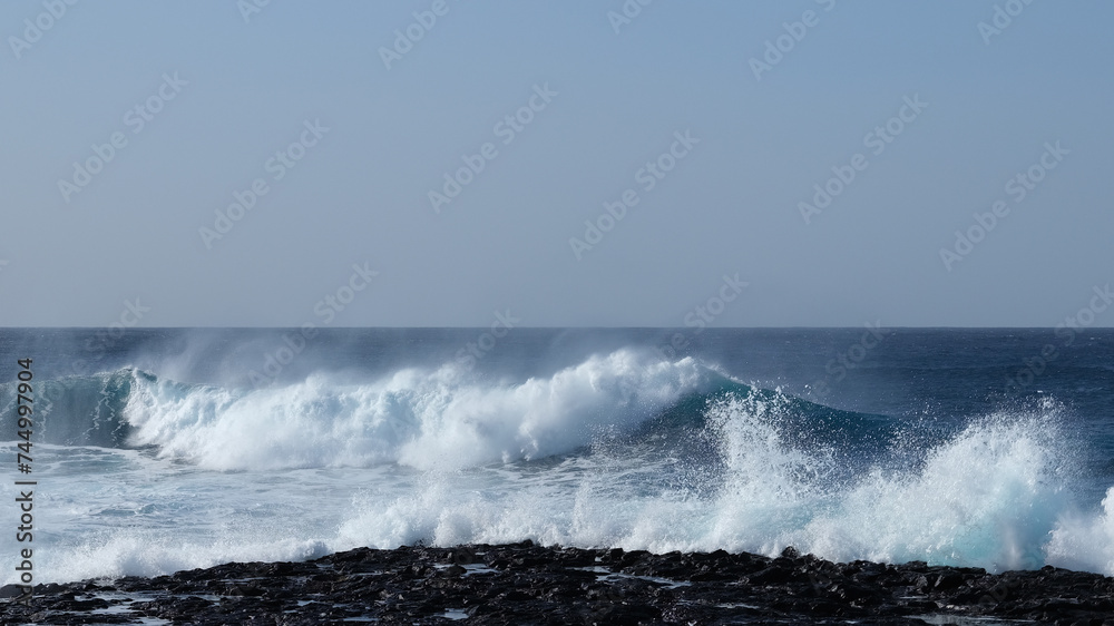 Large breaking waves and ocean view in Las Palmas, Canary islands, Spain Large breaking waves and ocean view in Las Palmas, Canary islands, Spain