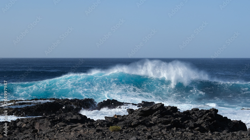 Large breaking waves and ocean view in Las Palmas, Canary islands, Spain Large breaking waves and ocean view in Las Palmas, Canary islands, Spain