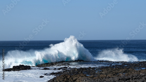 Large breaking waves and ocean view in Las Palmas  Canary islands  Spain