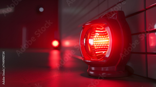 3d render red emergency flasher with volume light photo
