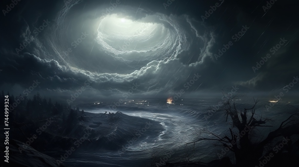 A Huge Cyclone Emerging Toward Fantasy Environment
