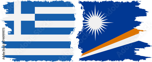 Marshall Islands and Greece grunge flags connection vector photo