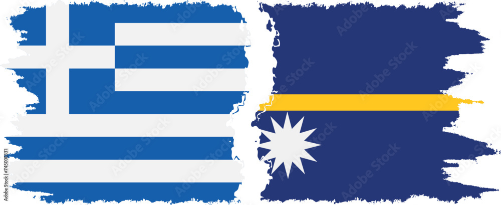 Fototapeta premium Nauru and Greece grunge flags connection vector