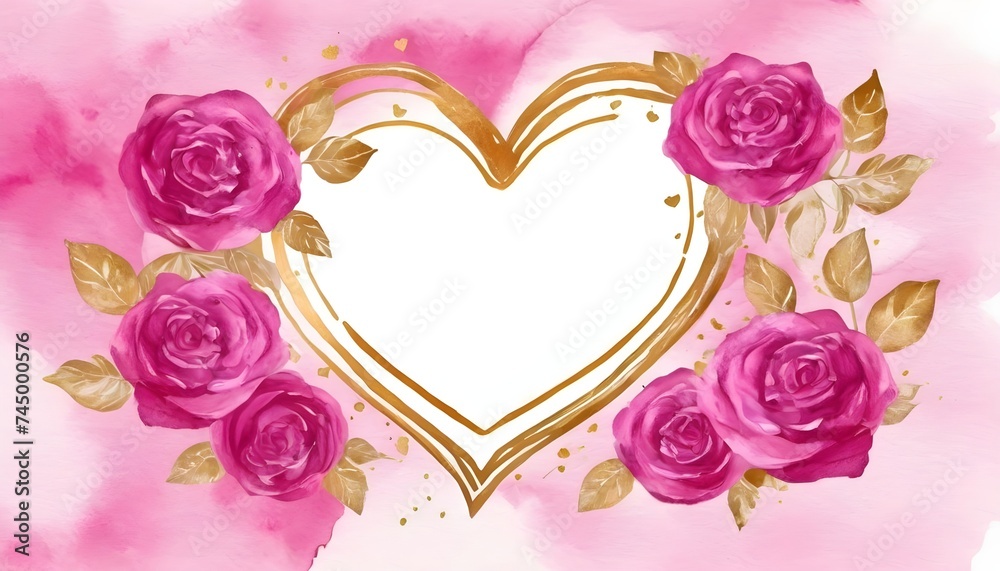 Magenta Rose Love Floral flower watercolor background 