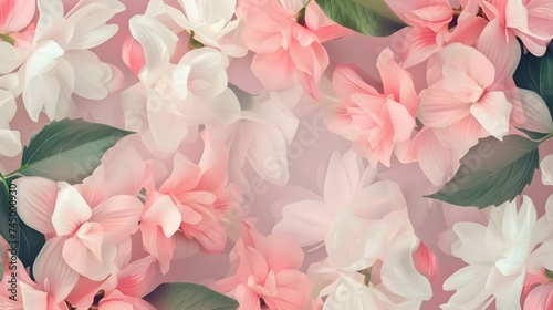 Botanical Pink Wallpaper: Close-Up View with Flower and Leaf Details