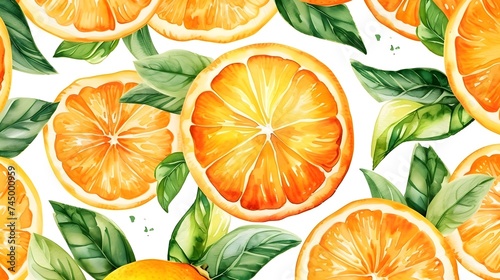 Fresh Orange Watercolor: Vibrant Fruit Painting on White Background