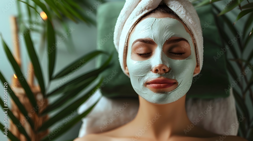 Woman in mask on face in spa salon Woman in mask on face in spa salon
