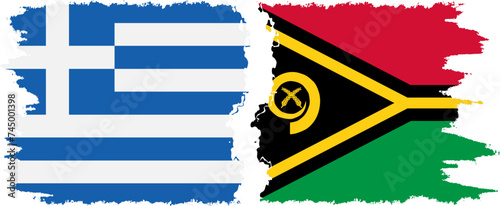 Vanuatu and Greece grunge flags connection vector