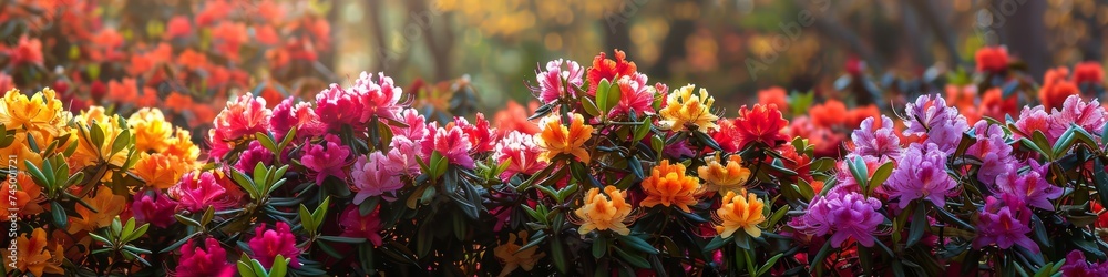 The vibrant colors of the flowers in full bloom in Eden - obrazy, fototapety, plakaty 