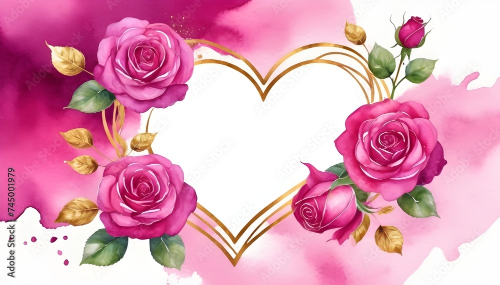 Pink Rose Love Floral flower watercolor background  