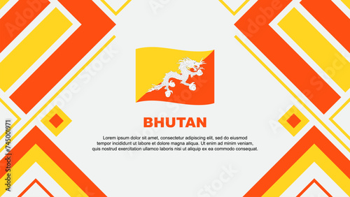Bhutan Flag Abstract Background Design Template. Bhutan Independence Day Banner Wallpaper Vector Illustration. Bhutan Flag photo