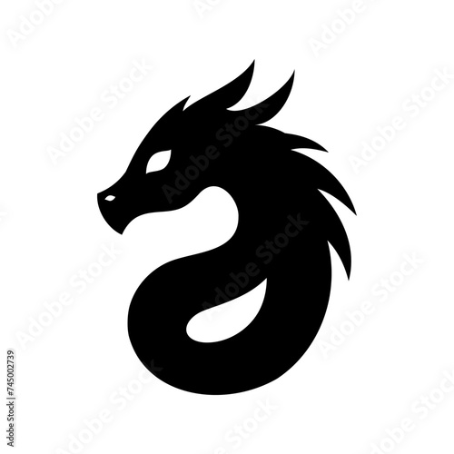 Black dragon animal logo icon vector design