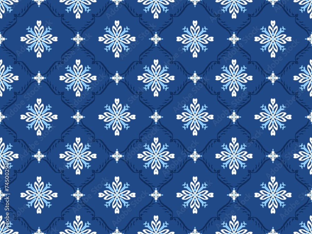Fototapeta premium asian ikat seamless pattern traditional design illustration for background carpet clothing and home decoration 