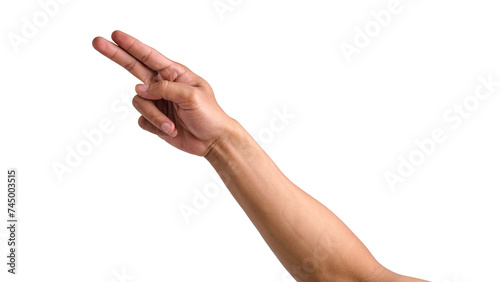 Hand gesture pointing two fingers isolated on a transparent background photo