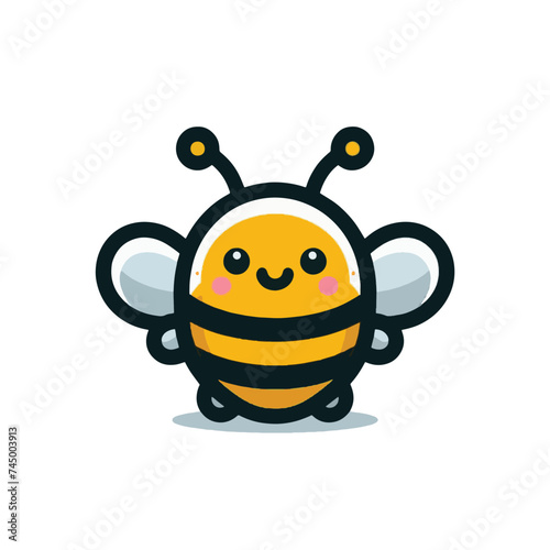 Icon Cartoon cute bee mascot illustration vector logo