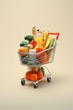 trolley with products from a super supermarket