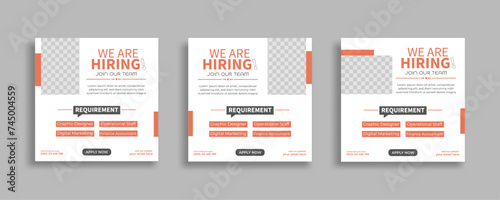 We are hiring job vacancy social media post or square web banner template vector design