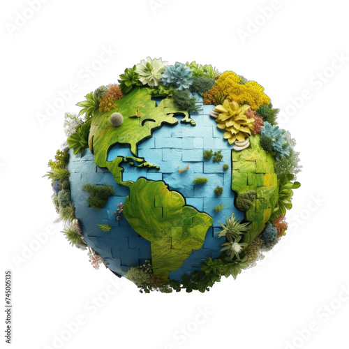 Pieces of a puzzle forming the Earth, indicating the holistic nature of health png / transparent