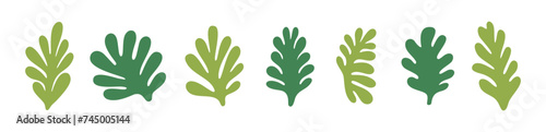 Minimal hand drawn leaves abstract chunky plant flat vector set