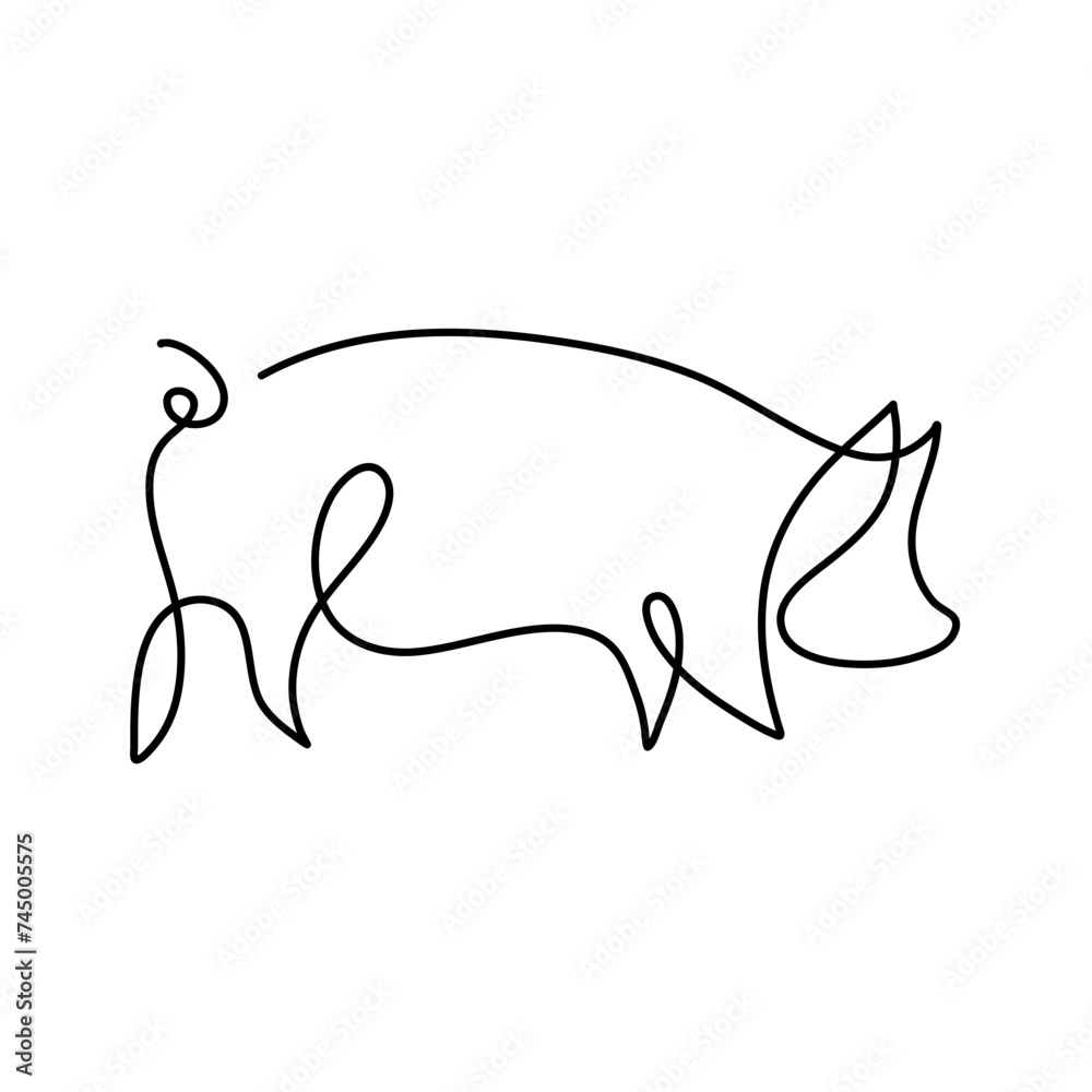 Obraz premium Hand drawn one line pig design