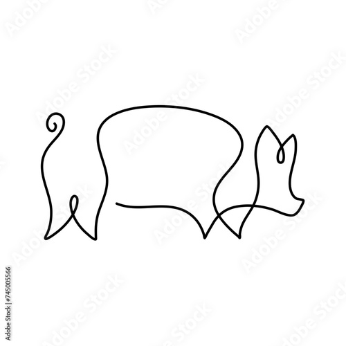 Hand drawn one line pig design 