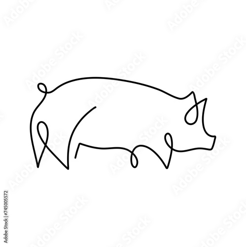 Hand drawn one line pig design 