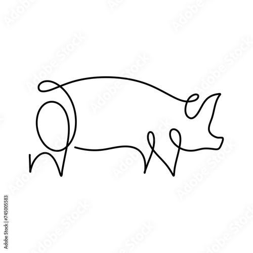 Hand drawn one line pig design 