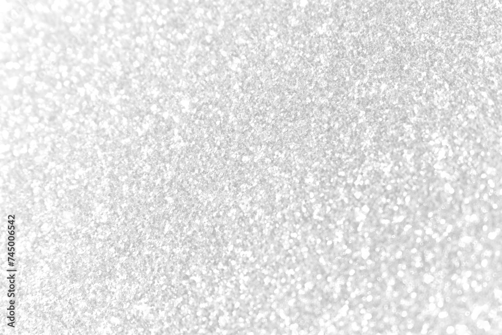 White and gray glitter bokeh background. New Year, Christmas, Wedding Anniversary and all celebrations concepts. 	
