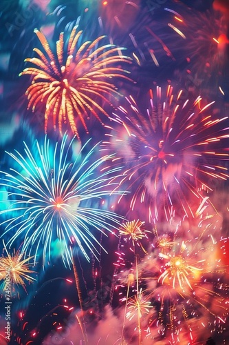 a bunch of colorful fireworks are exploding in the night sky
