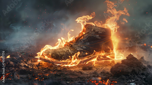 burning shoe