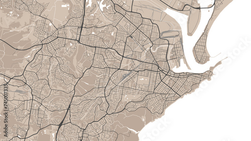 Newcastle map, city in Australia. Streetmap municipal area.