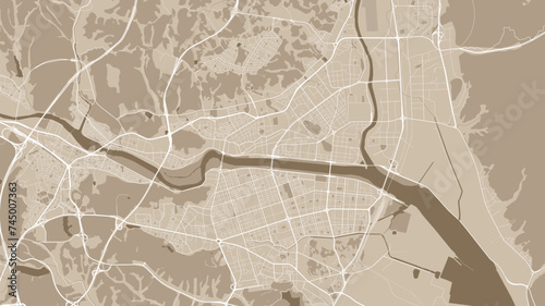 Ulsan map, city in South Korea. Streetmap municipal area.