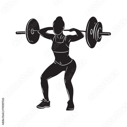 weight lifting girl vector, white background illustration
