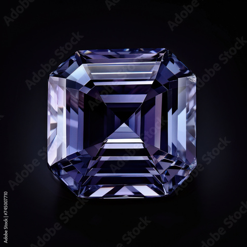 cut Iolite ​gem ​of flawless quality purple on dark black background